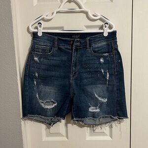 Judy Blue Dark Blue Distressed Jean Shorts